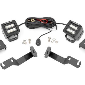 Rough Country LED Light Kit Ditch Mount 2″ Black Pair Flood Toyota Tacoma (05-15)