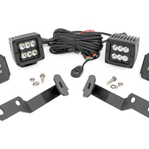 Rough Country LED Light Kit Ditch Mount 2″ Black Pair Spot Toyota Tacoma (05-15)