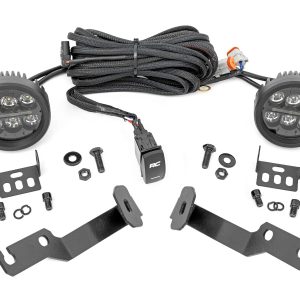 Rough Country LED Light Kit Ditch Mount Black Series Round 3.5 Inch Amber DRL Toyota Tacoma (05-15)