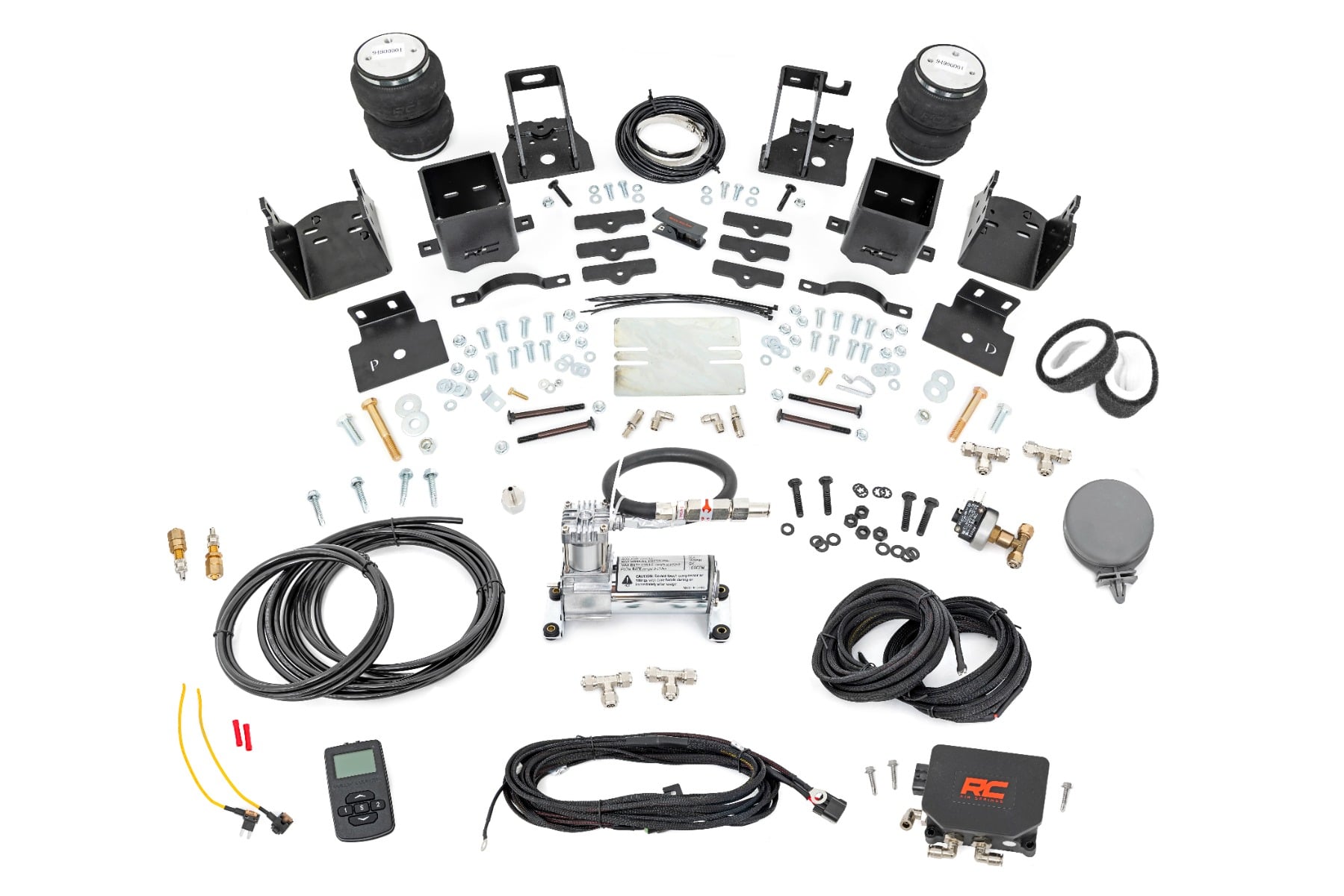Rough Country Air Spring Kit w/compressor Wireless Controller 3-6″ Lifts Ford F-250/F-350 Super Duty (05-16)