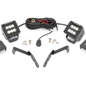 Rough Country LED Light Kit Ditch Mount 2″ Black Pair Flood Chevy 1500 & Chevy/GMC 2500HD/3500HD (07-14)