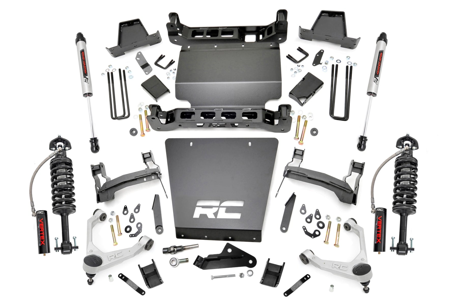 Rough Country 7 Inch Stamped Steel LCA Lift Kit Forged UCA Bracket Vertex/V2 Shks Chevy/GMC 1500 (16-18)