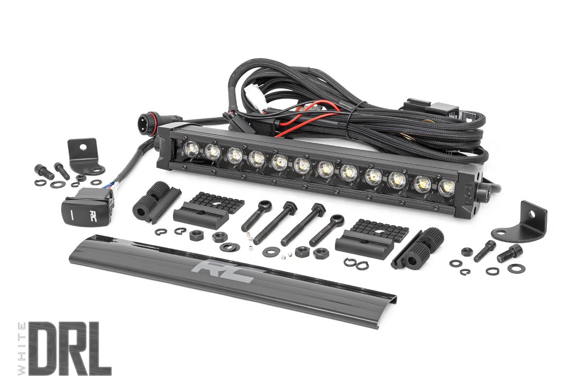 Rough Country 12 Inch Black Series LED Light Bar Single Row Cool White DRL
