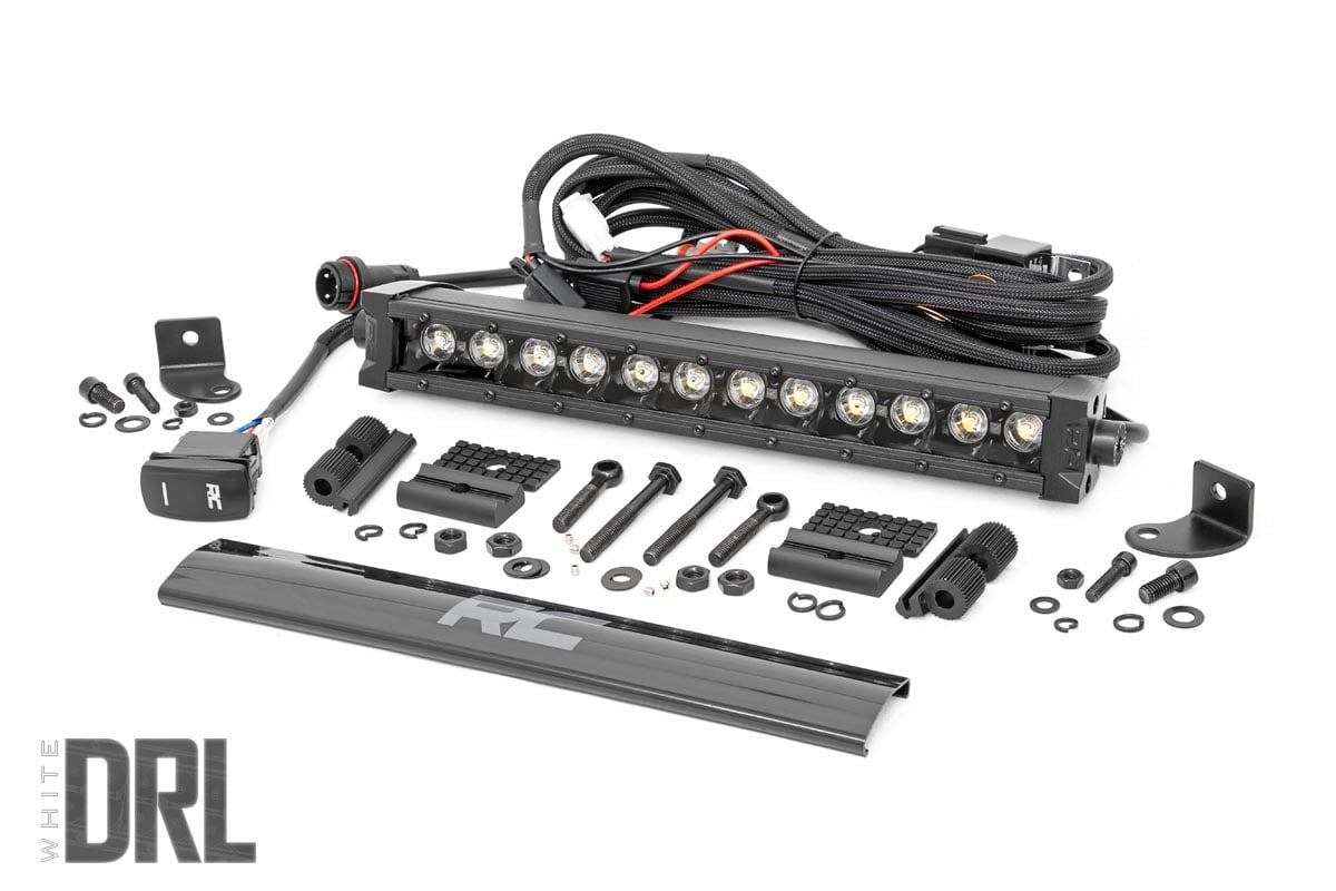 Rough Country 12 Inch Black Series LED Light Bar Single Row Amber DRL