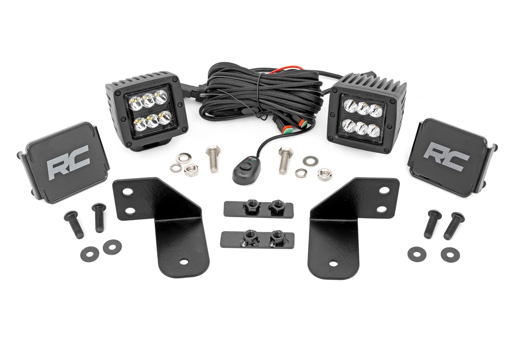 Rough Country LED Light RR Cage Mount 2″ Black Spot Pair Polaris Ranger 1000/Ranger XP 900/1000