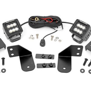 Rough Country LED Light RR Cage Mount 2″ Black Flood Pair Polaris Ranger 1000/Ranger XP 900/1000