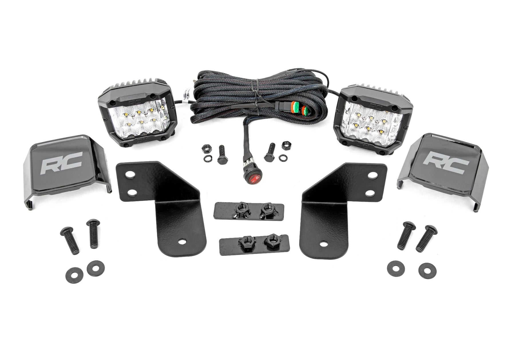 Rough Country LED Light RR Cage Mount 2″ Chrome Pair Wide Angle Polaris Ranger 1000/Ranger XP 900/1000