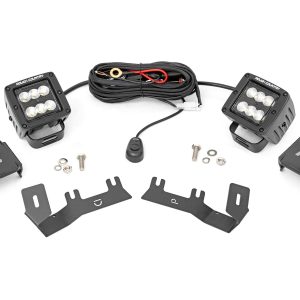 Rough Country LED Ditch Light Kit 2in Black Pair Flood Chevy/GMC 1500 (14-18 & Classic)