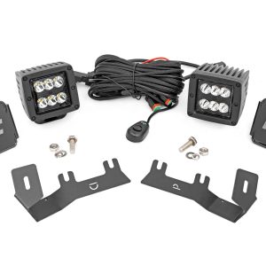 Rough Country LED Ditch Light Kit 2in Black Pair Spot Chevy/GMC 1500 (14-18 & Classic)