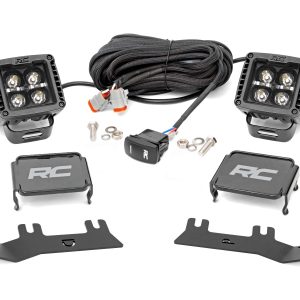 Rough Country LED Ditch Light Kit 2in Black Pair Amber DRL Chevy/GMC 1500 (14-18 & Classic)
