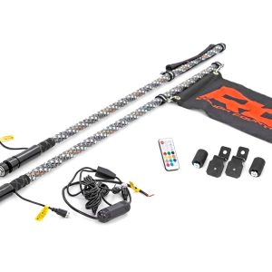 Rough Country Whip Mount Bed 4′ Multl-Color LED Whip Pair Polaris General/Ranger 1000/Ranger XP 900/1000