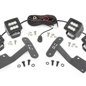Rough Country LED Light Kit Ditch Mount Dual 2″ Black Pairs Flood Toyota Tundra (14-21)