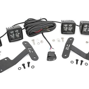 Rough Country LED Light Kit Ditch Mount Dual 2″ Black Pairs Amber DRL Toyota Tundra (14-21)