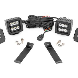 Rough Country LED Light Kit Ditch Mount 2″ Black Pair Spot Jeep Cherokee KL (14-21)