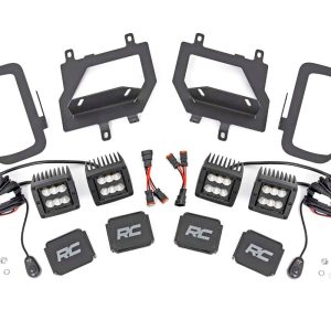 Rough Country LED Light Kit Fog Mount Dual 2″ Black Pairs Flood Ford F-150 (15-17)