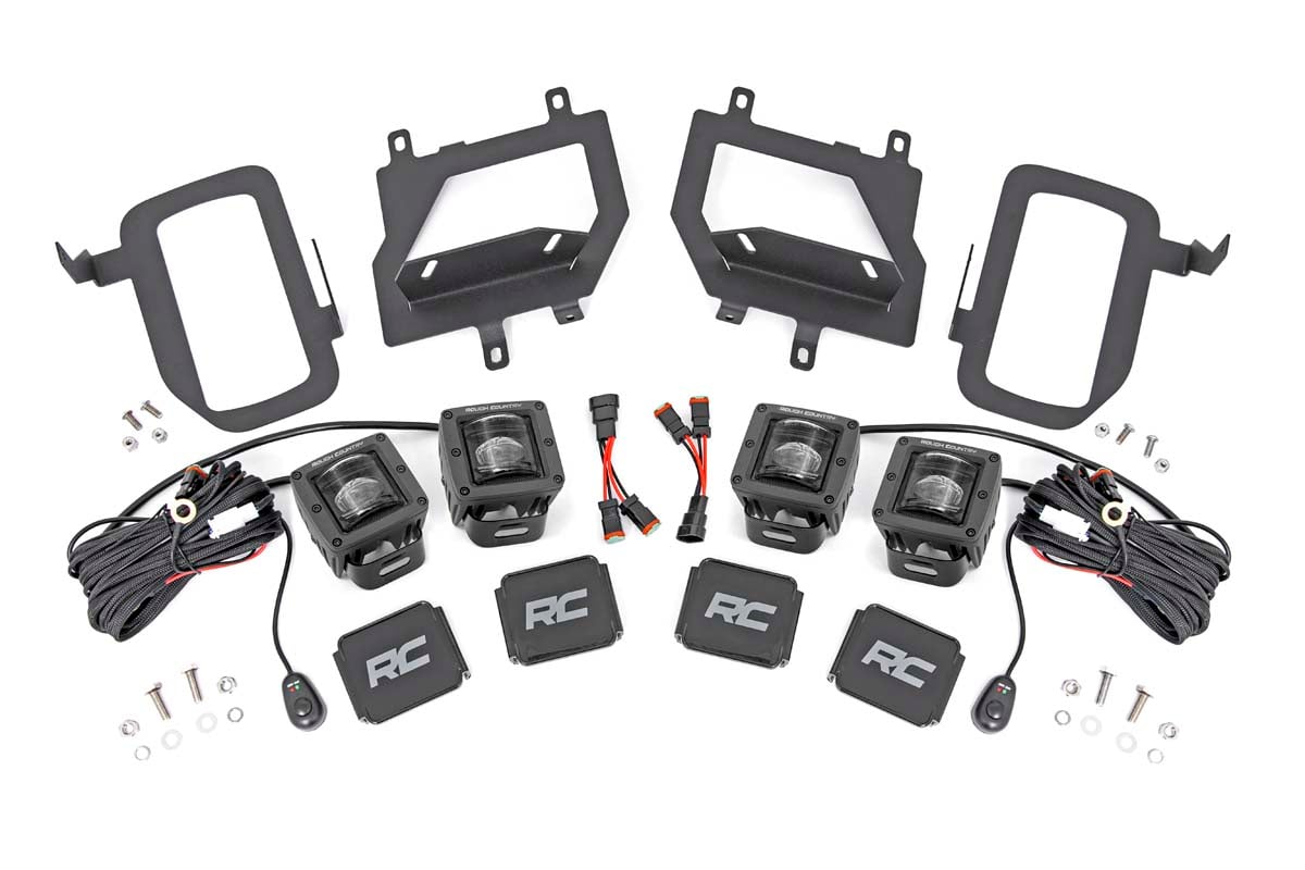 Rough Country LED Light Kit Fog Mount Dual 2″ Black Pairs SAE Ford F-150 (15-17)
