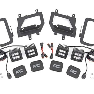 Rough Country LED Light Kit Fog Mount Dual 2″ Black Pairs Spot Ford F-150 (15-17)