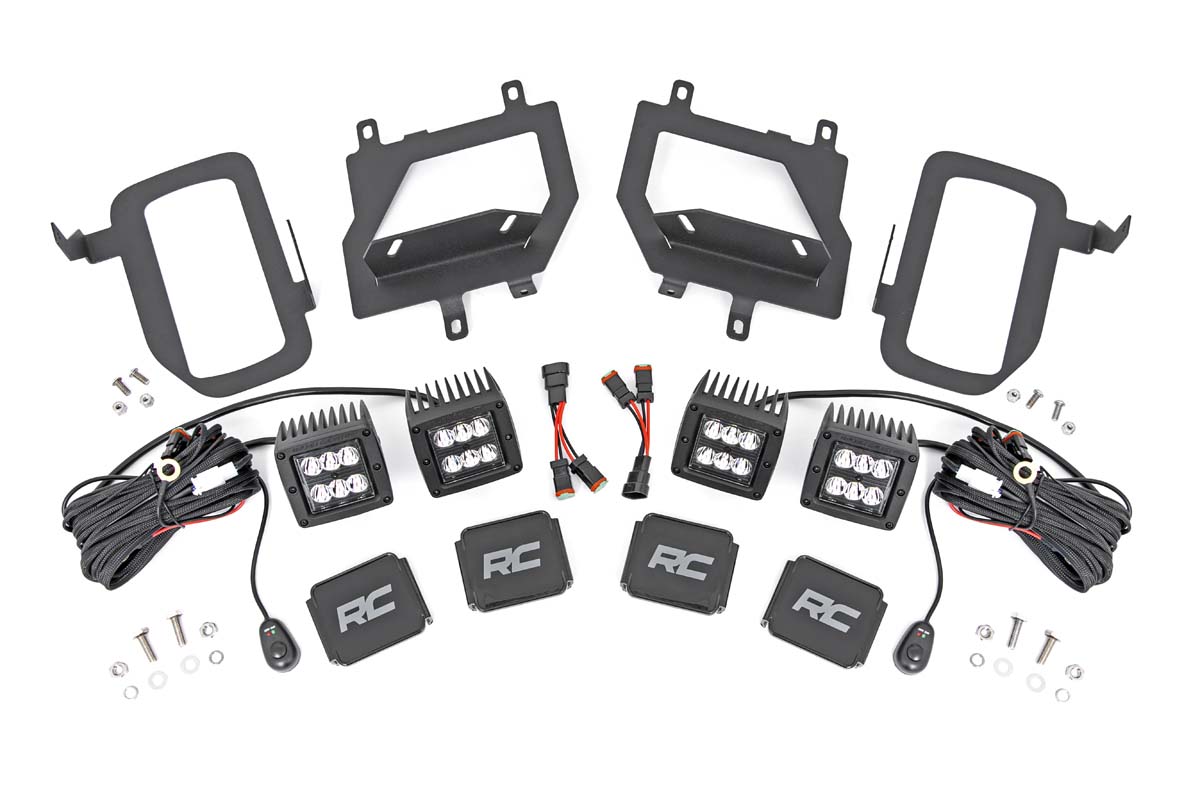 Rough Country LED Light Kit Fog Mount Dual 2″ Black Pairs Spot Ford F-150 (15-17)