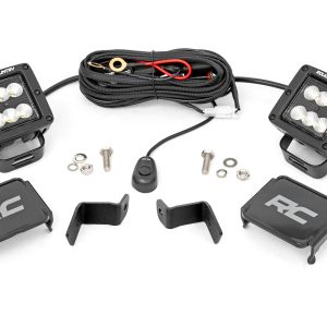 Rough Country LED Light Kit Ditch Mount 2″ Black Pair Flood Ford F-150 (15-26)/F-150 Lightning (22-26)
