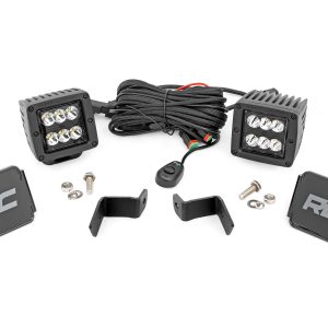 Rough Country LED Light Kit Ditch Mount 2″ Black Pair Spot Ford F-150 (15-26)/F-150 Lightning (22-26)