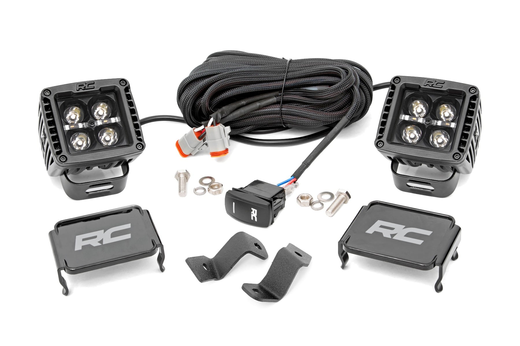 Rough Country LED Light Pair Ditch Mount 2″ Black DRL Ford F-150 (15-26)/F-150 Lightning (22-26)