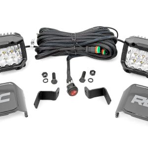 Rough Country LED Light Ditch Mount 2″ Chrome Pair Wide Angle Ford F-150 (15-24)