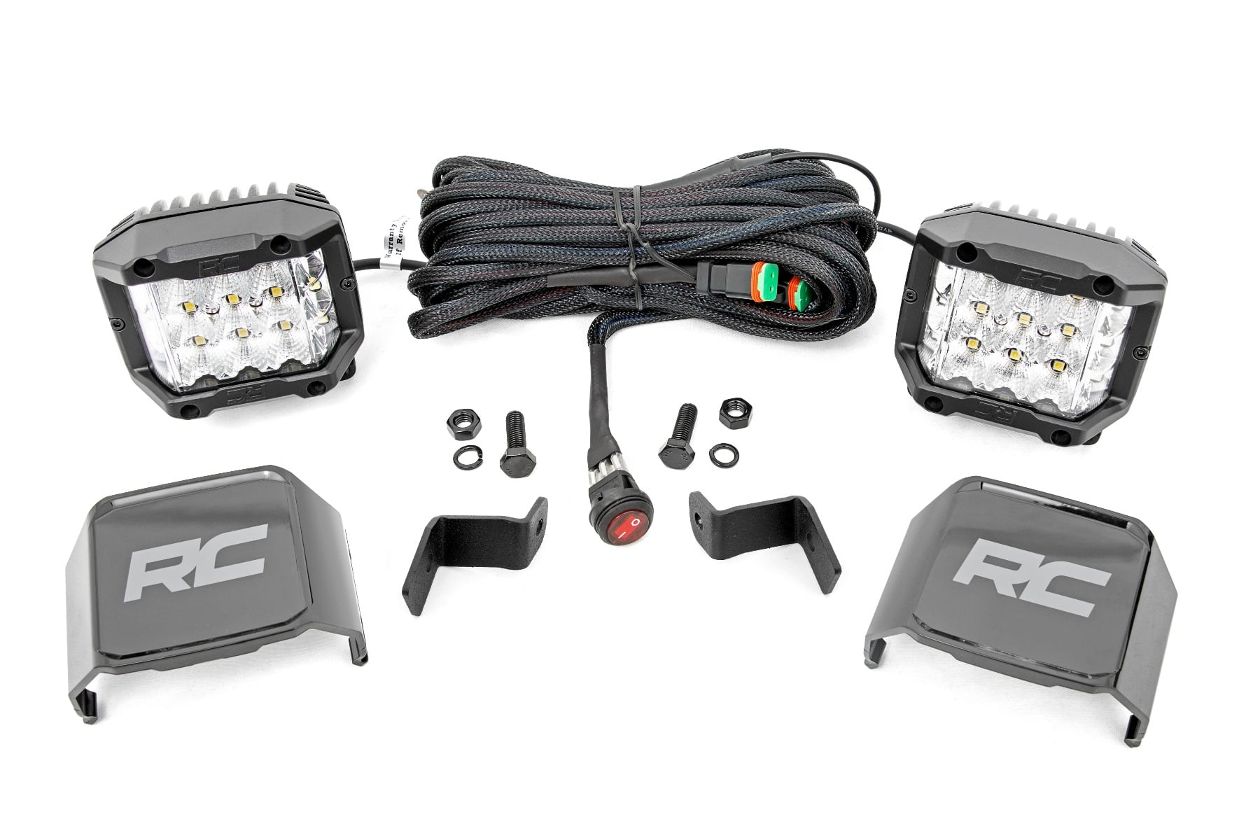 Rough Country LED Light Ditch Mount 2″ Chrome Pair Wide Angle Ford F-150 (15-24)