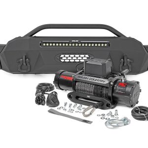 Rough Country Front Bumper Hybrid 20″ Blk LED 12000-Lb Winch Syn Toyota Tacoma (16-23)