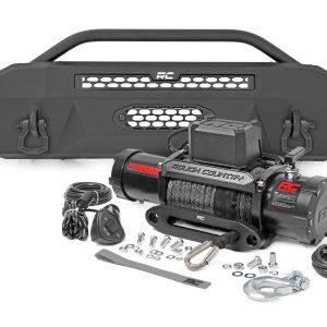 Rough Country Front Bumper Hybrid 9500-Lb Pro Series Winch Synthetic Rope Toyota Tacoma (16-23)