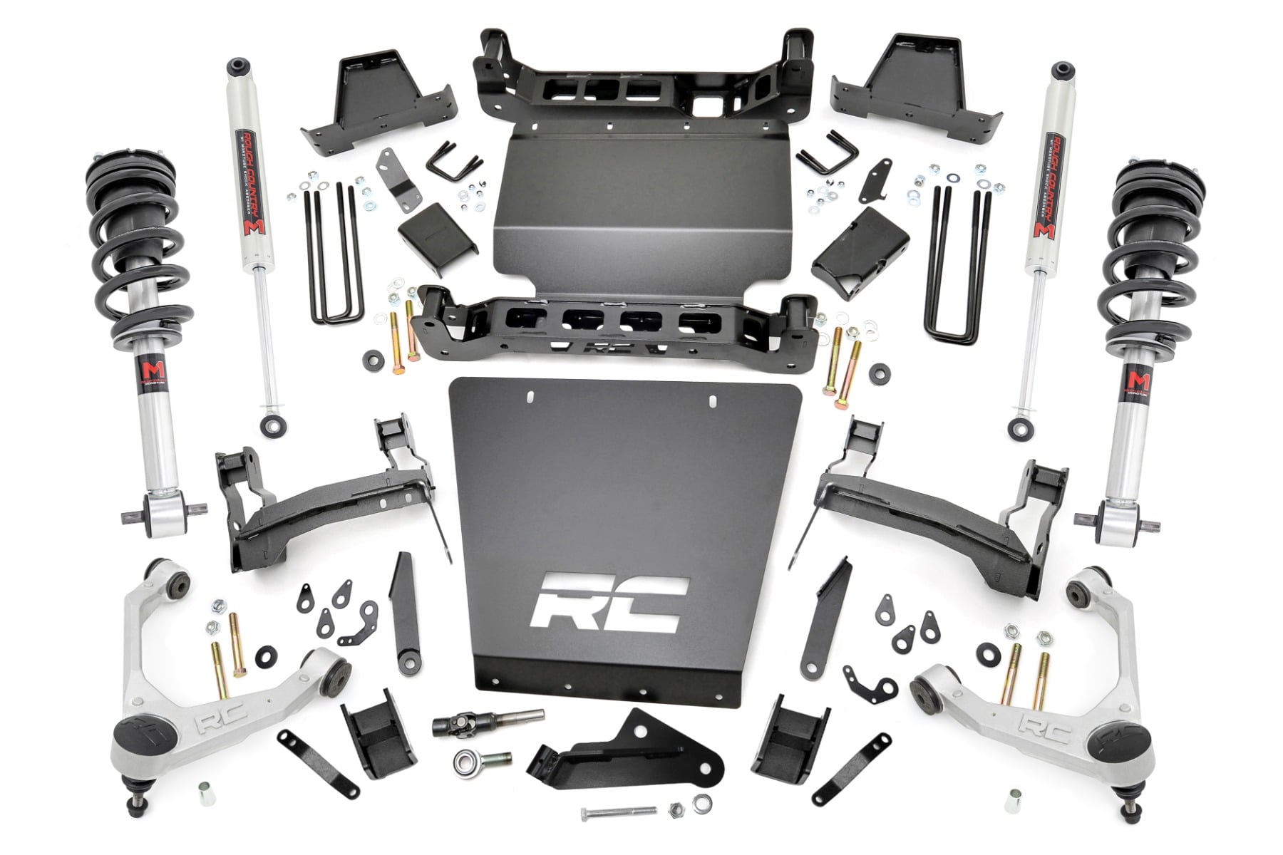 Rough Country 7 Inch Stamped Steel LCA Lift Kit Forged UCA Bracket M1 Struts/M1 Chevy/GMC 1500 (16-18)