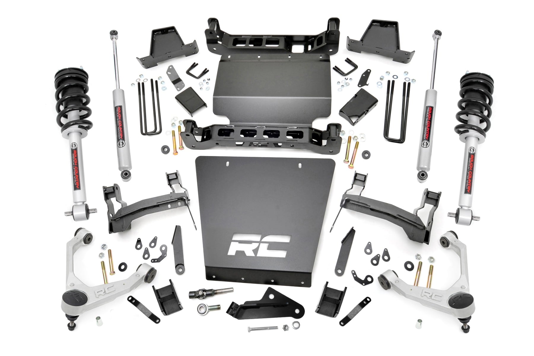 Rough Country 7 Inch Stamped Steel LCA Lift Kit Forged UCA Bracket N3 Struts Chevy/GMC 1500 (16-18)