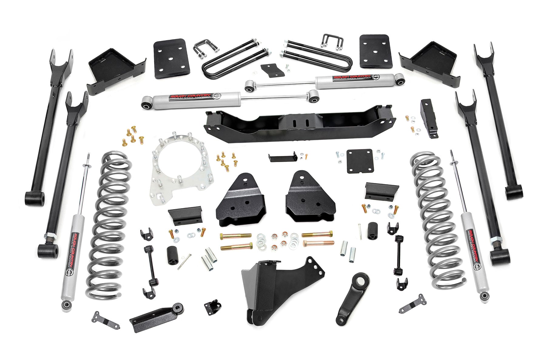 Rough Country 6 Inch Lift Kit Diesel 4-Link No OVLD Ford F-250/F-350 Super Duty (17-22)