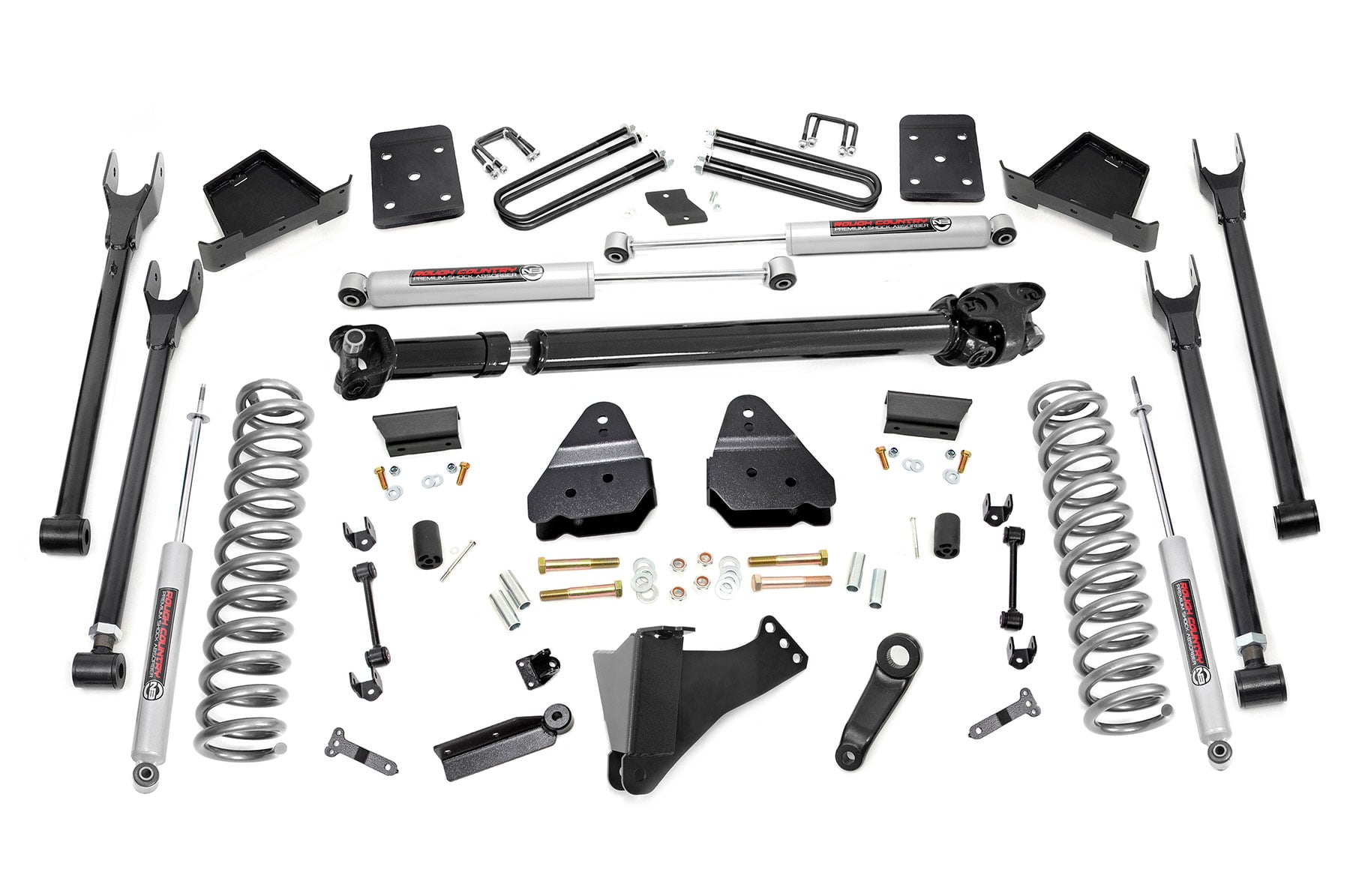 Rough Country 6 Inch Lift Kit 4-Link No OVLD D/S Ford F-250/F-350 Super Duty (17-22)
