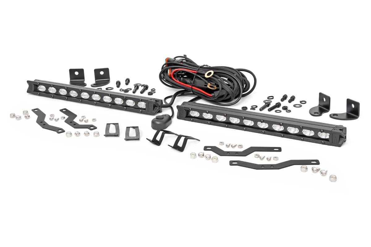 Rough Country LED Light Kit Grille Mount 10″ Black Slimline Pair Ford F-150 (18-20)
