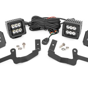Rough Country LED Light Kit Ditch Mount 2″ Black Pair Spot Chevy Silverado 1500 (19-26)