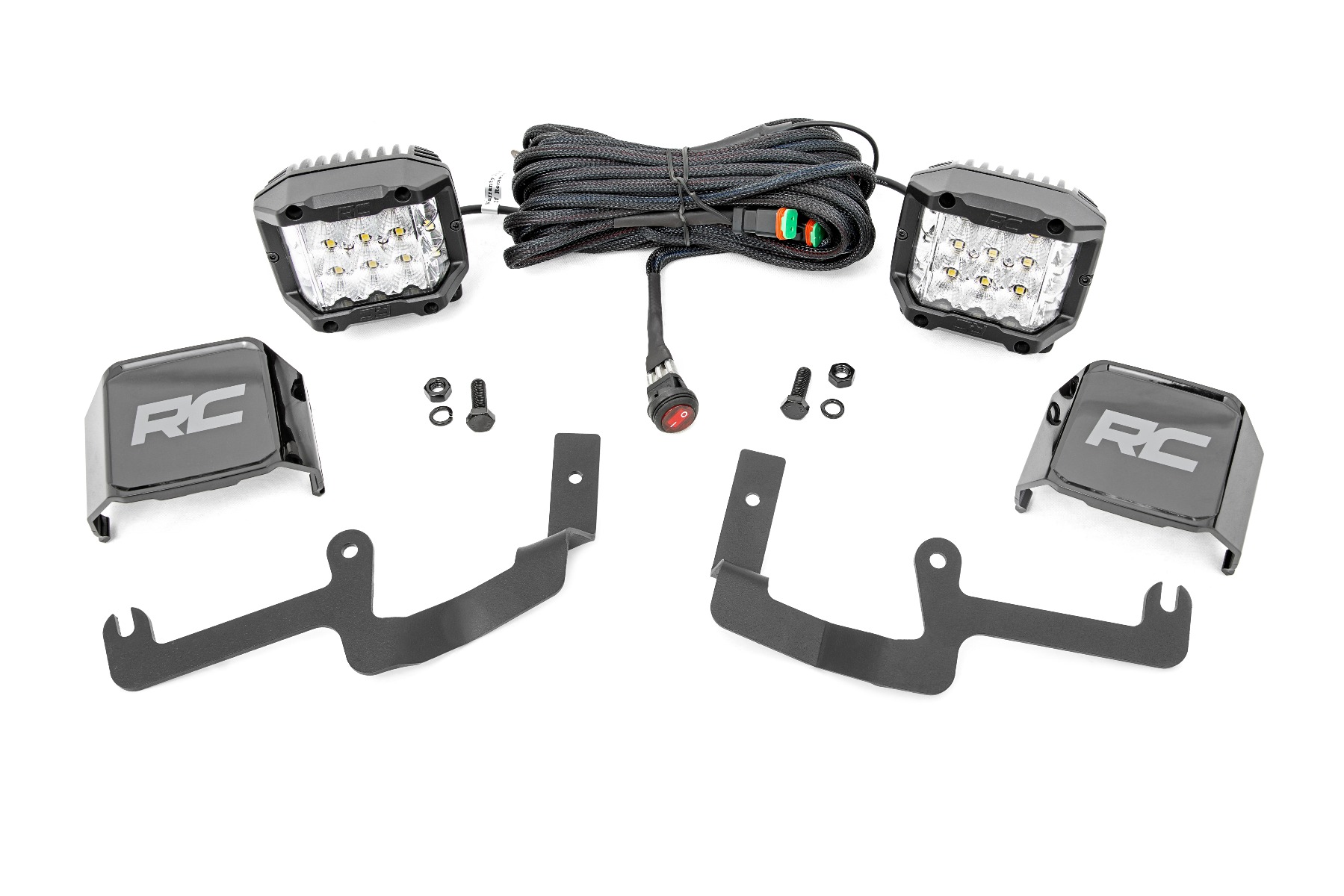 Rough Country LED Light Kit Ditch Mount 3″ OSRAM Wide Chevy Silverado 1500 (19-26)