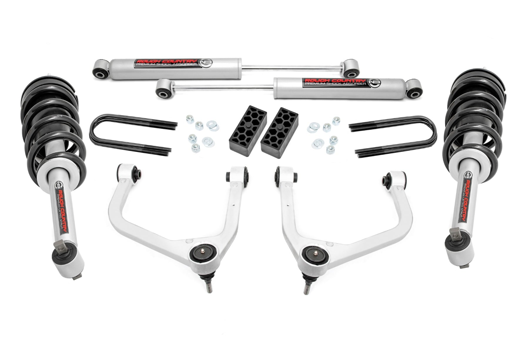 Rough Country 3.5 Inch Lift Kit N3 Struts Rear Mono Leaf Chevy Silverado 1500 (25-26)