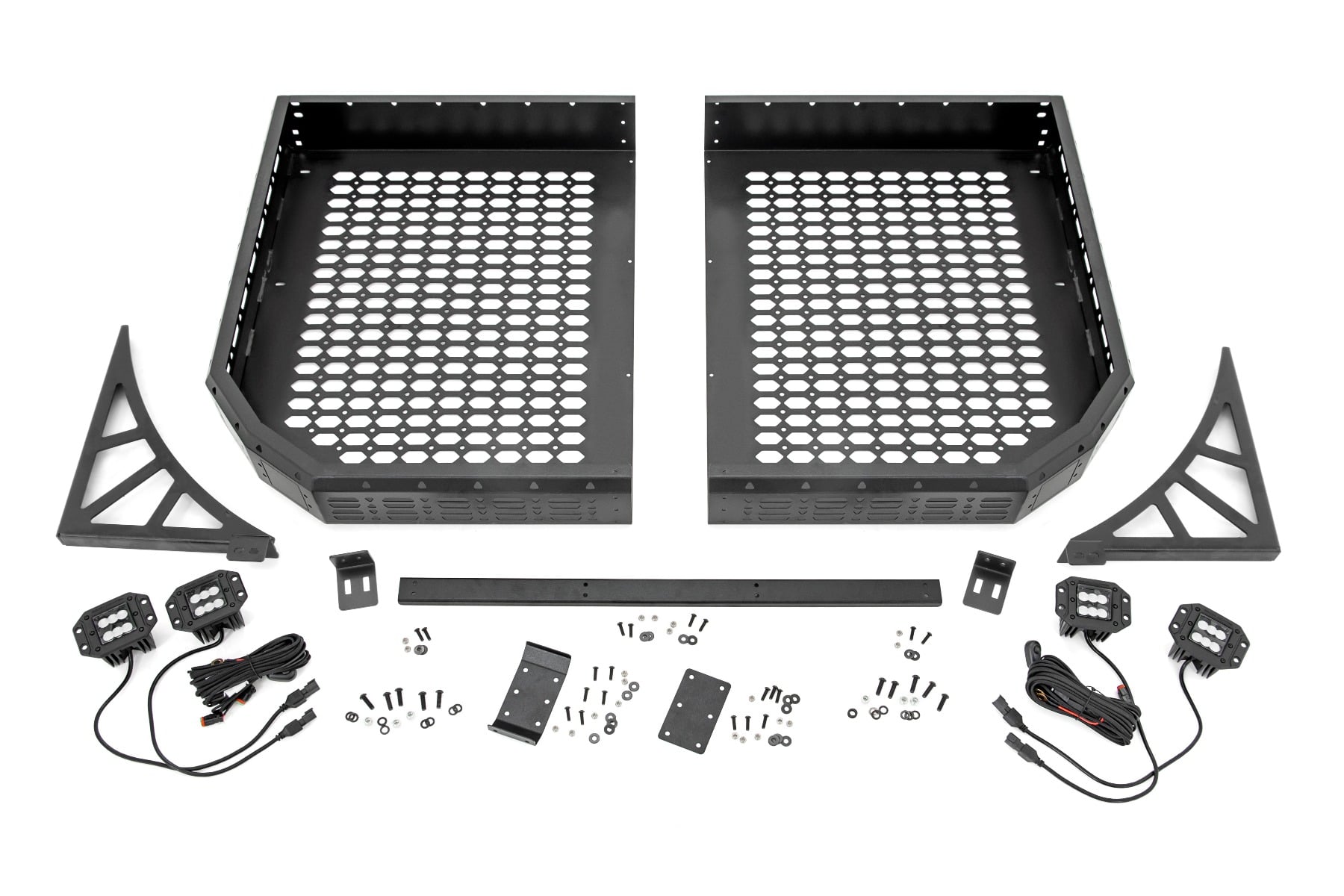 Rough Country Cargo Rack Dual 2″ Black LED Pairs Flush Mount Polaris Ranger XP 1000