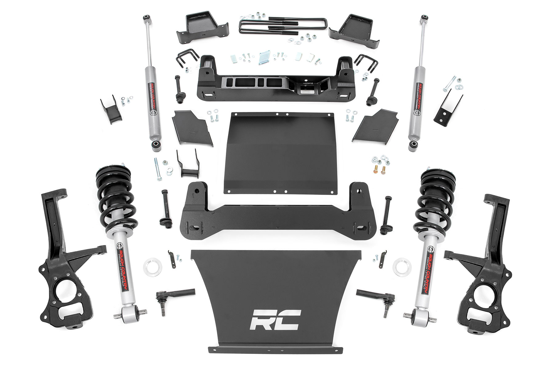 Rough Country 4 Inch Lift Kit AT4/Trailboss N3 Struts Chevy/GMC Sierra 1500 (19-24)/Silverado 1500 (19-24)