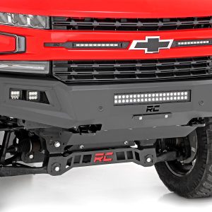 Rough Country High Clearance Front Bumper LED Lights & Skid Plate Chevy Silverado 1500 (19-22)