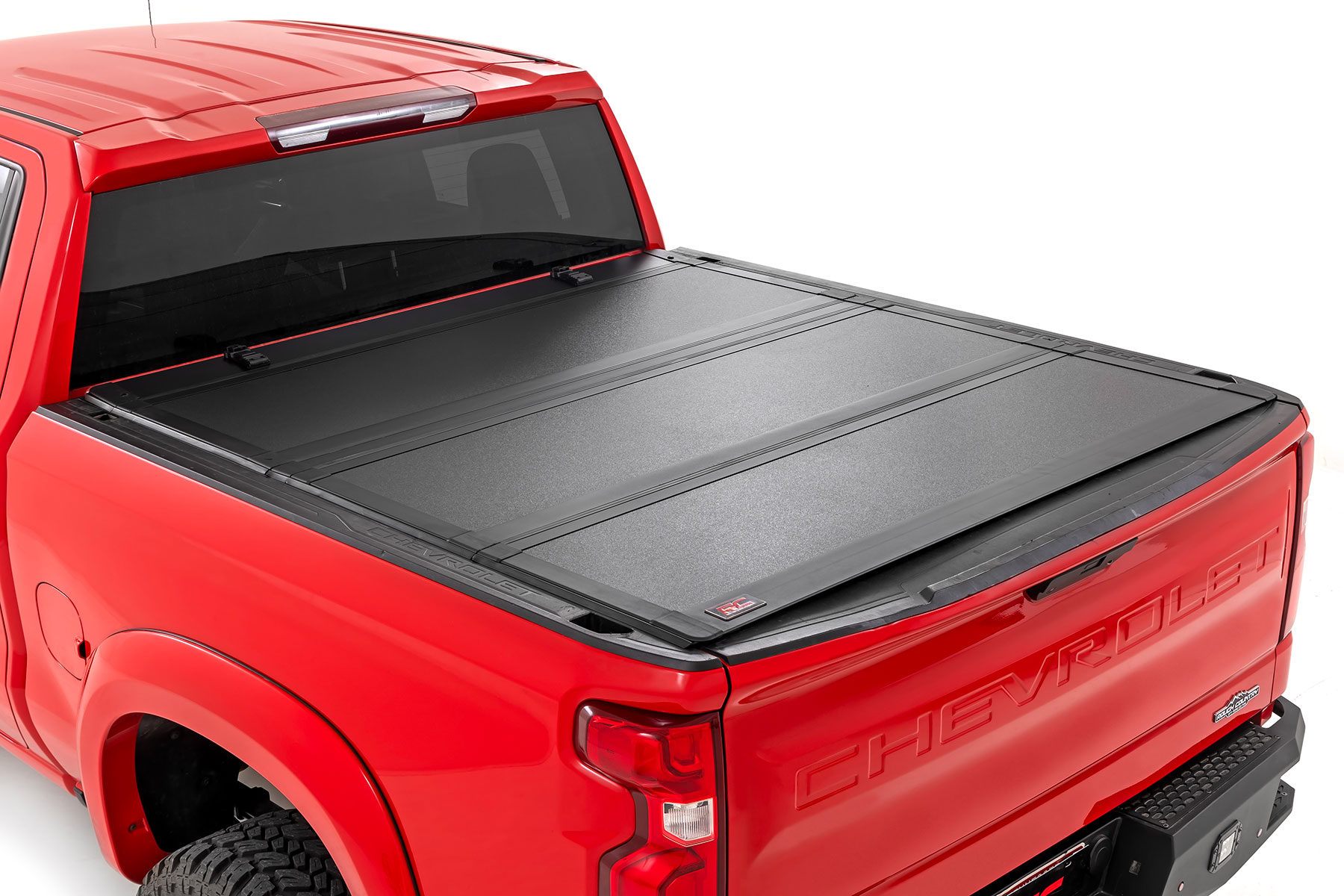 Rough Country Hard Tri-Fold Flip Up Bed Cover 5’10” Bed Chevy/GMC Sierra 1500 (19-26)/Silverado 1500 (19-26)