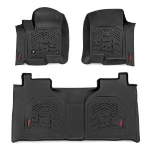 Rough Country Sure-Fit Floor Mats FR & RR FR Bucket Crew Chevy/GMC 1500/2500HD/3500HD (19-26)