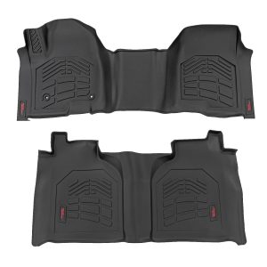 Rough Country Sure-Fit Floor Mats FR & RR FR Over Hump Crew Chevy/GMC 1500/2500HD/3500HD (19-26)