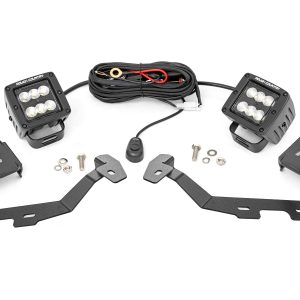 Rough Country LED Light Kit Ditch Mount 2″ Black Pair Flood Ram 1500 2WD/4WD (19-26)
