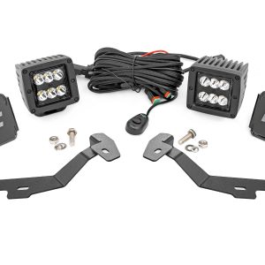 Rough Country LED Light Kit Ditch Mount 2″ Black Pair Spot Ram 1500 2WD/4WD (19-26)