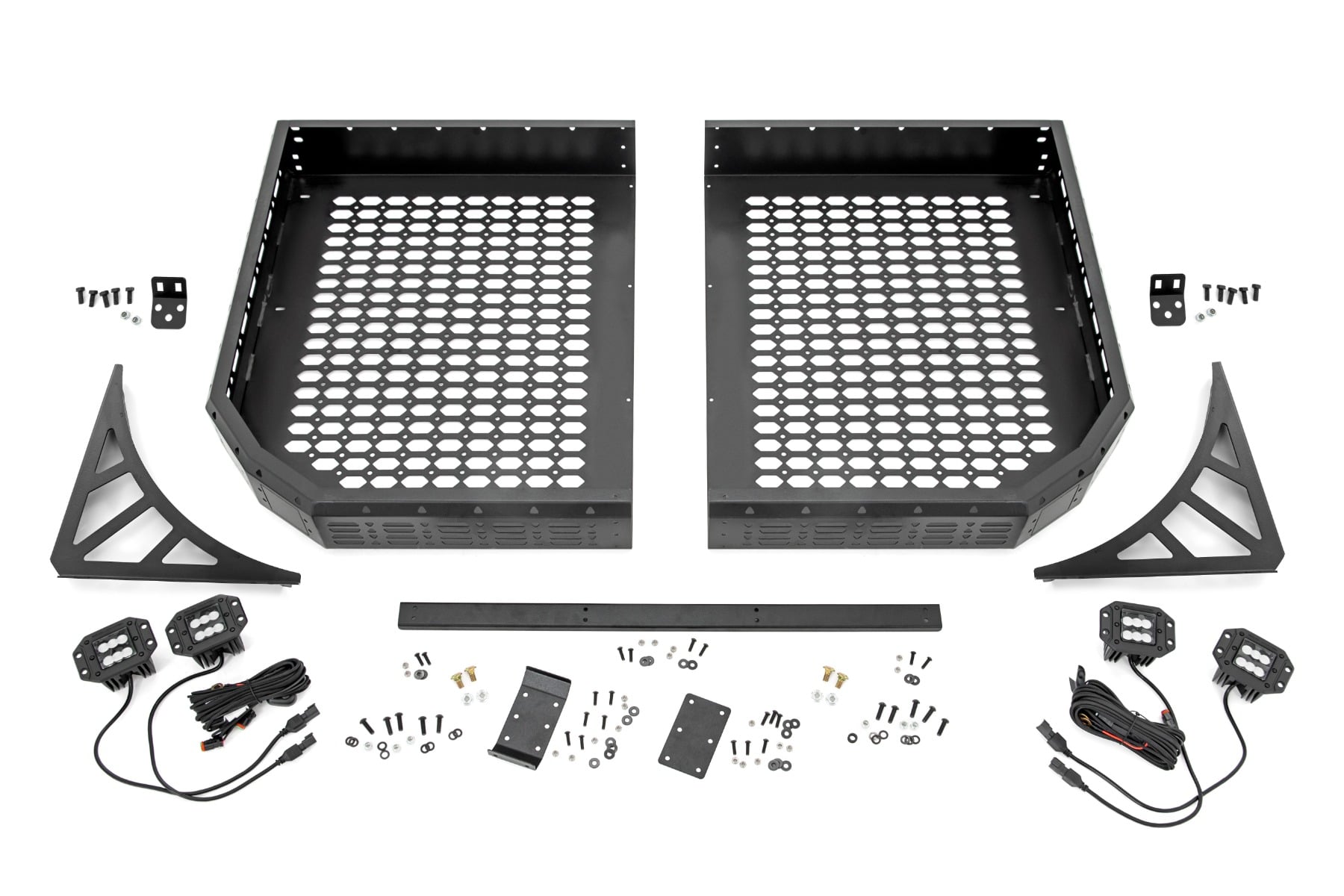 Rough Country Cargo Rack Dual 2″ Black LED Pairs Flush Mount CFMOTO U10 1000 PRO