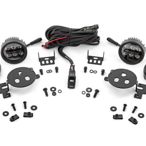 Rough Country LED Fog Light Kit 3.5 Inch Round Black Series Amber DRL Ram 1500 (2019-2024)