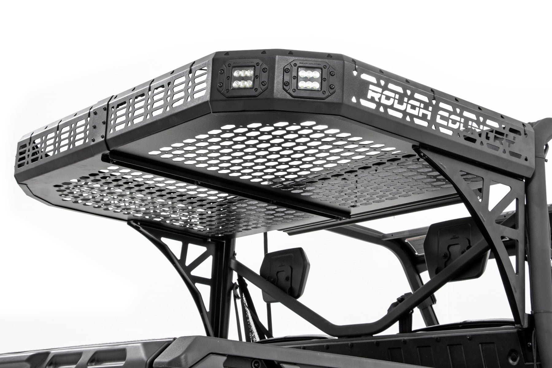 Rough Country Cargo Rack Dual 2″ Black LED Pairs Flush Mount Can-Am Defender HD 5/HD 8/HD 9/HD 10