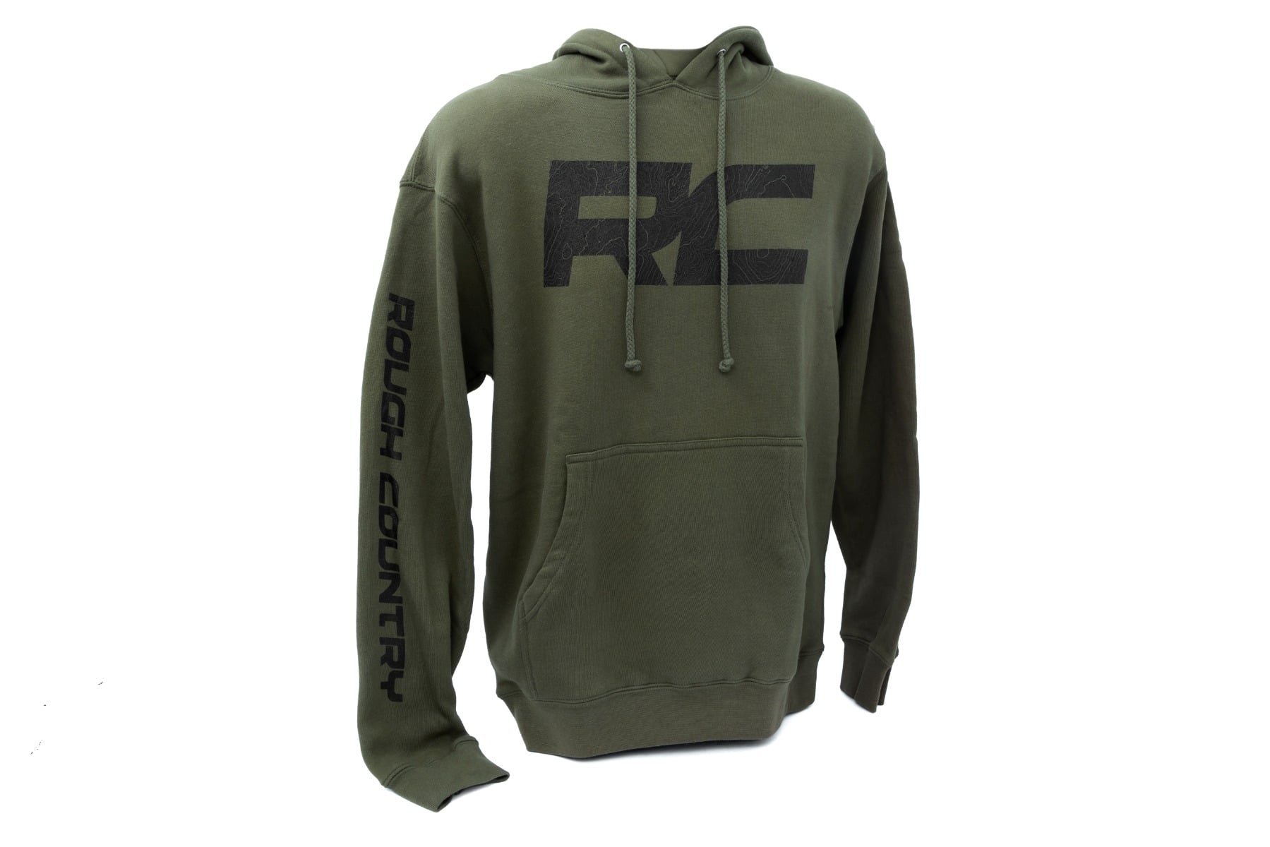 Rough Country Hoodie RC Topographical Sleeve Army Green 2XL