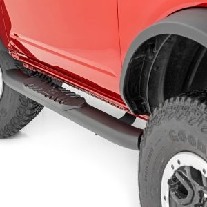 Rough Country Oval Nerf Steps 2-Door Black Ford Bronco (2 Door) 4WD (2021-2026)